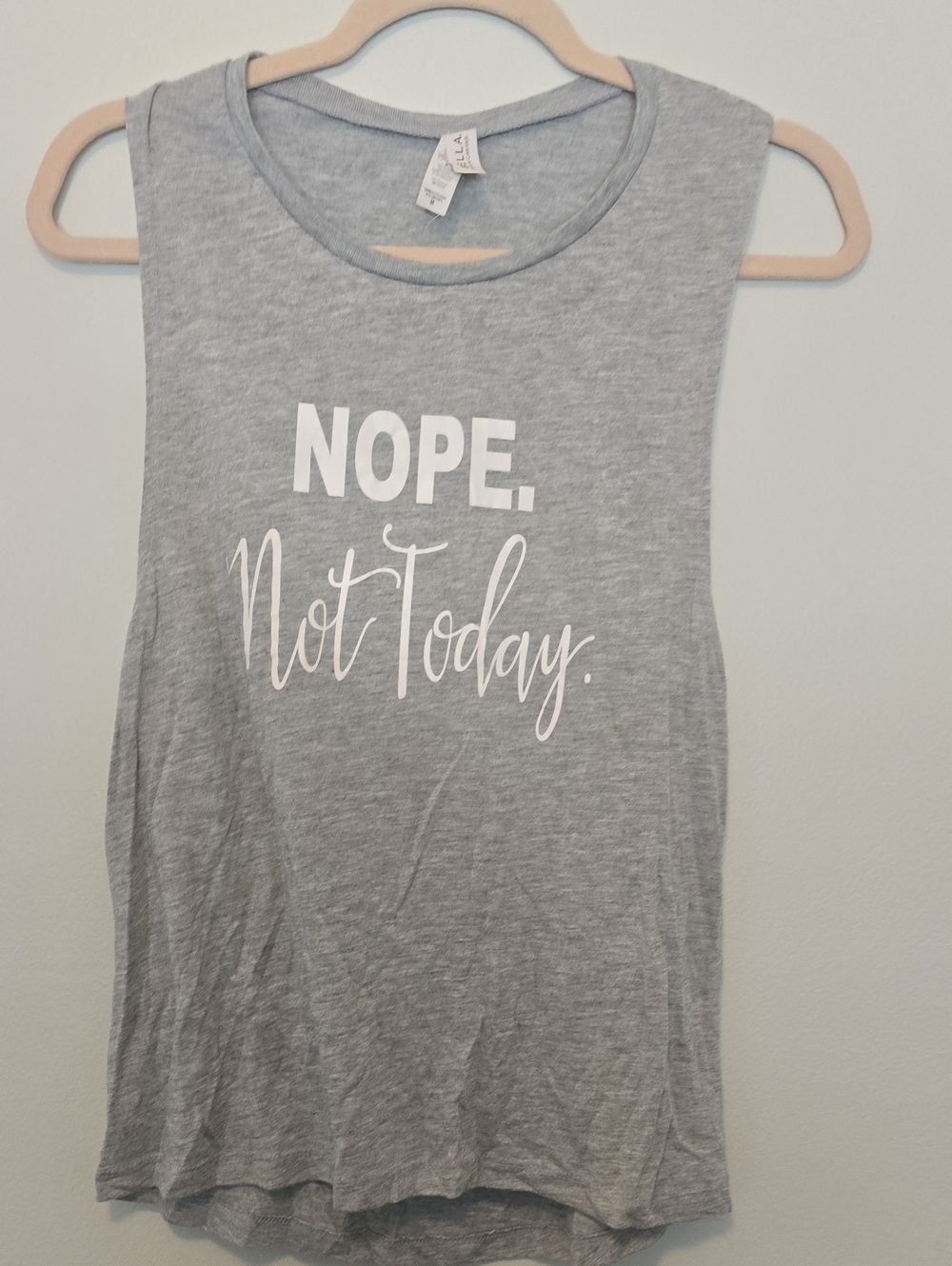 Soft Grey Tank Top with White "Nope. Not Today." Graphic